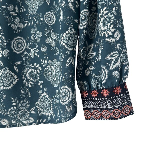Loft Women's Long Sleeve Boho Style Floral Print Blouse Top Button Cuff, Size M - Picture 3 of 7